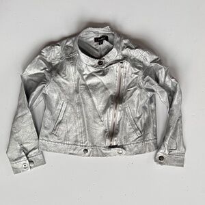Imoga Silver Metallic Moto Jacket – Size 8
